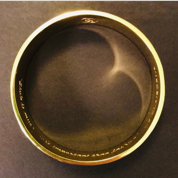 Liz Claiborne Bangle NWOT. Interior Engraved. Black, white, gray stripes - Picture 3 of 5